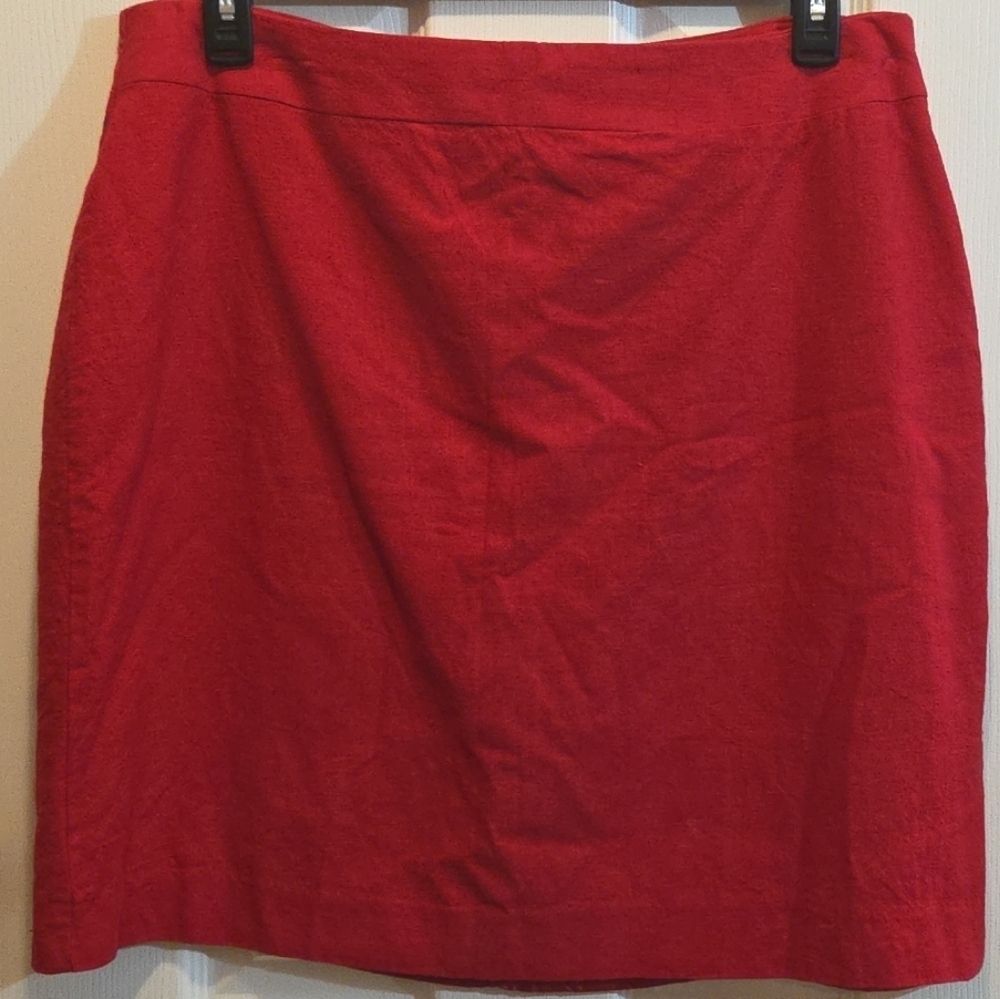 * WORTHINGTON Lined Red Linen Blend Straight Skirt Ladies Size 18 - Picture 1 of 7